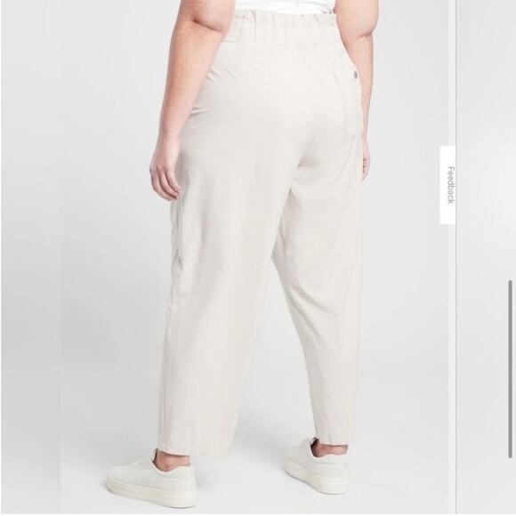 Athleta Skyline Pant II Cream Paperbag High Waist Belted Pants, Size 2 - Picture 15 of 15